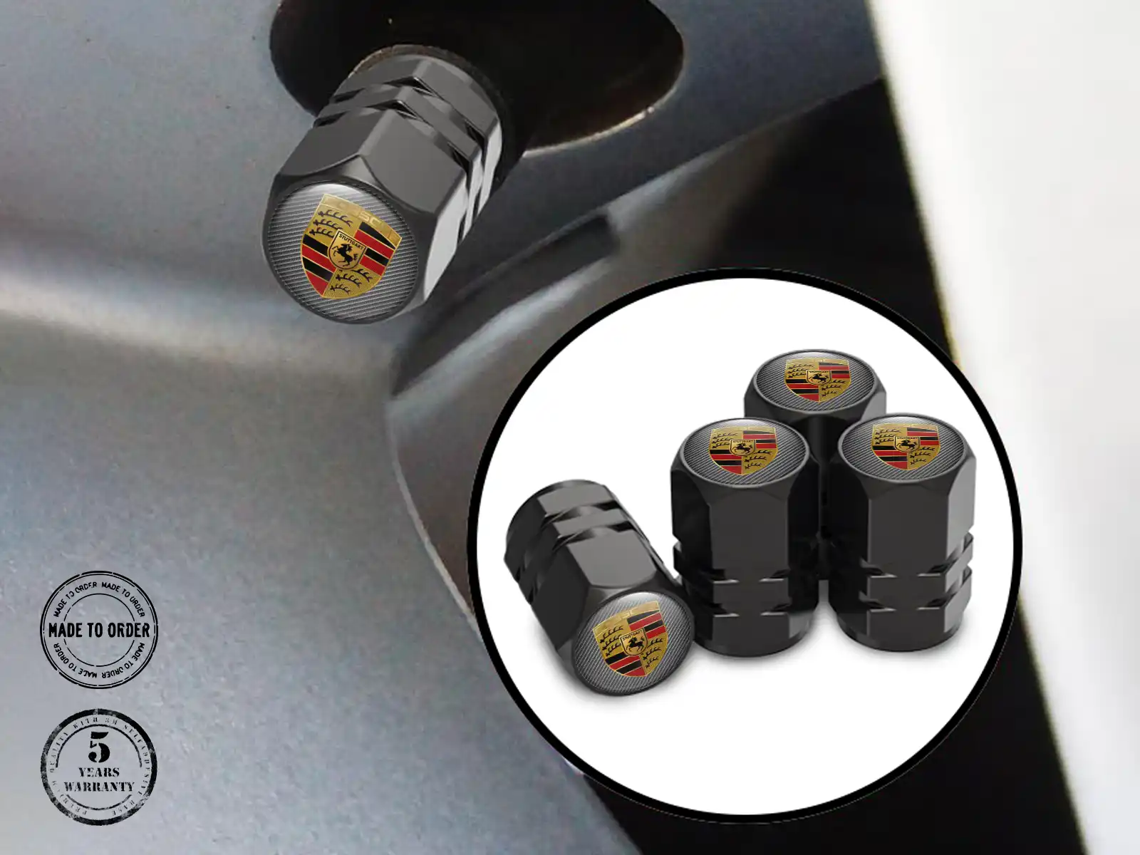 Porsche Caps Valve Roues Voitures Design Alliage
